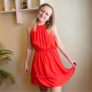 H&M Vibrant Bright Orange Mini Dress - US 10